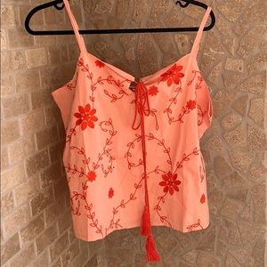 NWT - ASOS Coral Floral Embroidered Tank